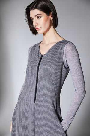 peruzzi pinstripe sleeveles dress in grey