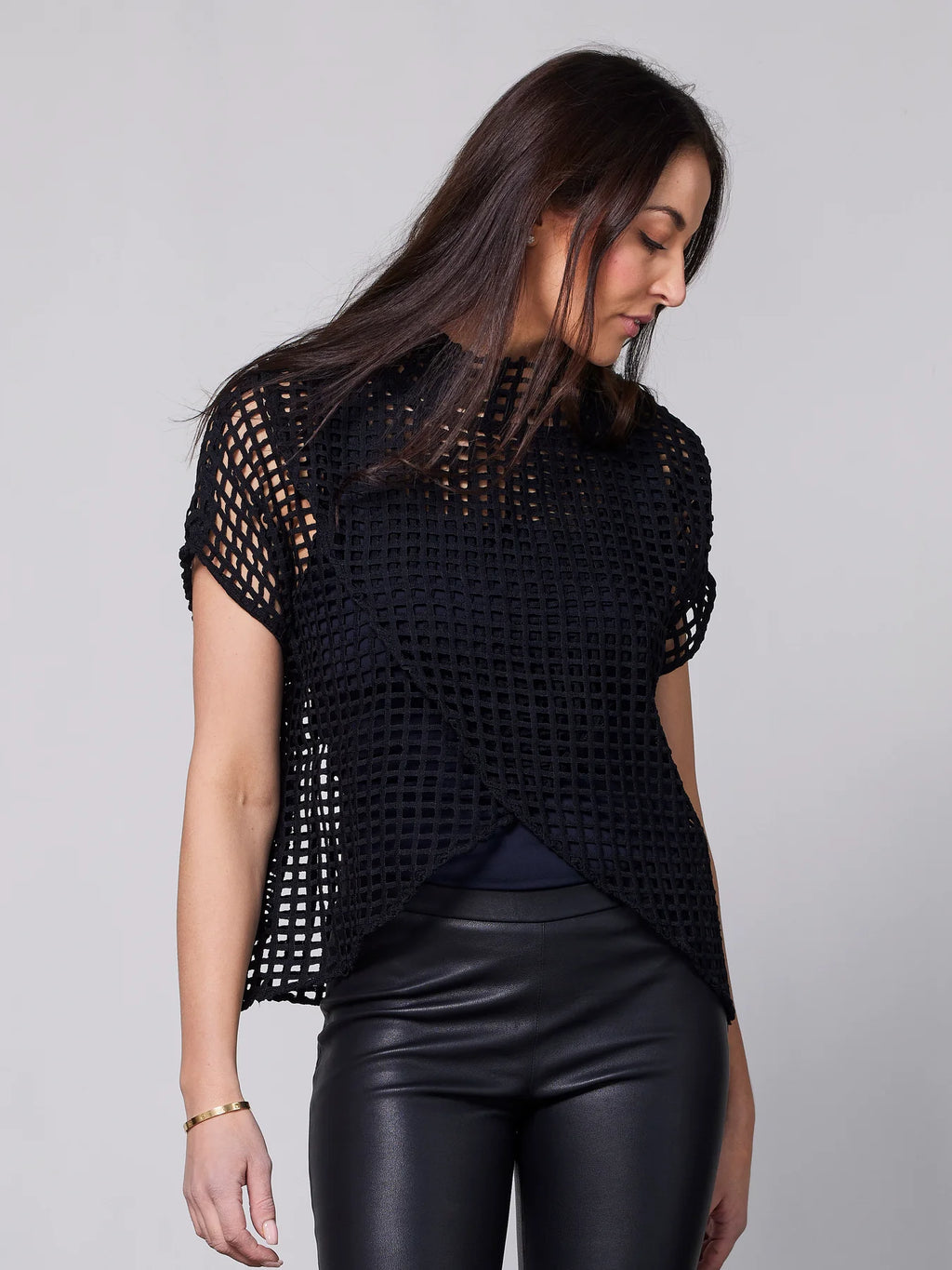 nu denmark yara high neck net top in black