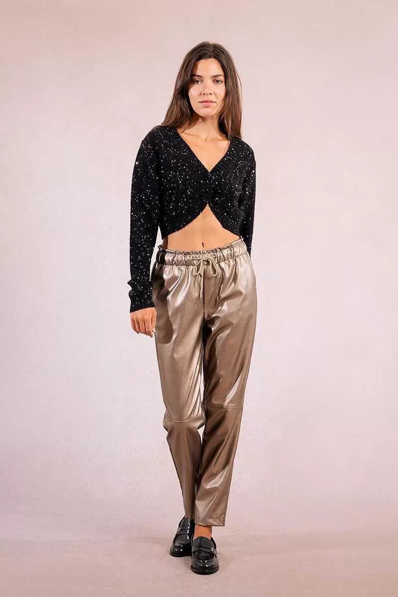 molly bracken sequin knit bolero in black