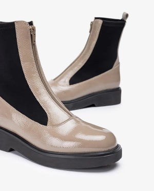 unisa foggia zip front boot in taupe