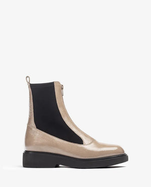 unisa foggia zip front boot in taupe