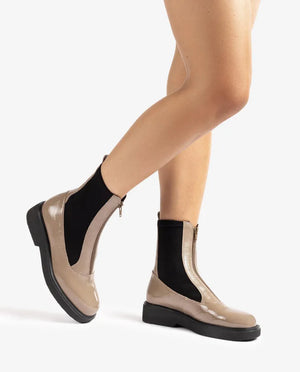 unisa foggia zip front boot in taupe