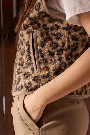 molly bracken leopard print waistcoat in brown