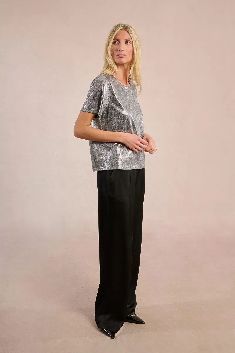 molly bracken metallic crop top in silver
