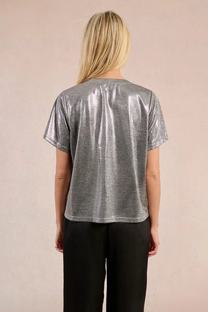 molly bracken metallic crop top in silver