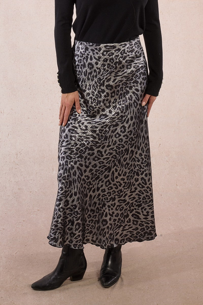 molly bracken leopard print skirt in grey