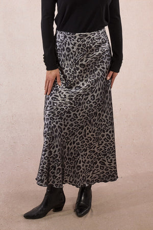 molly bracken leopard print skirt in grey