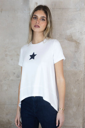 no2moro lottie star patch tshirt in white (front)