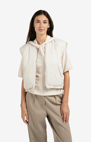 yaya reversible padded bodywarmer in beige