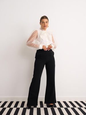 Sheer sleeve blouse in white
