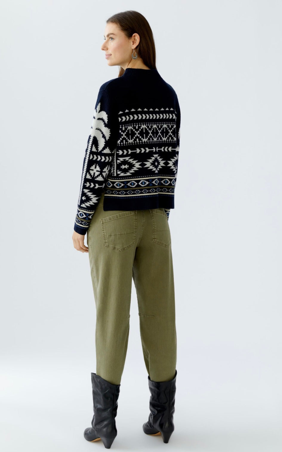 oui pattern knit jumper in navy