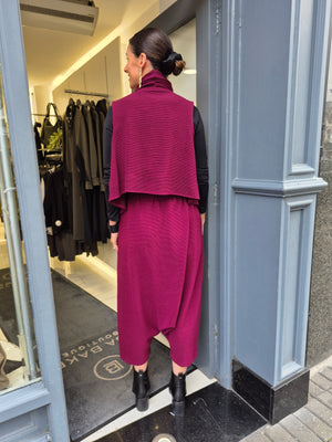 Hybrid Ribbed harem trousers in wine