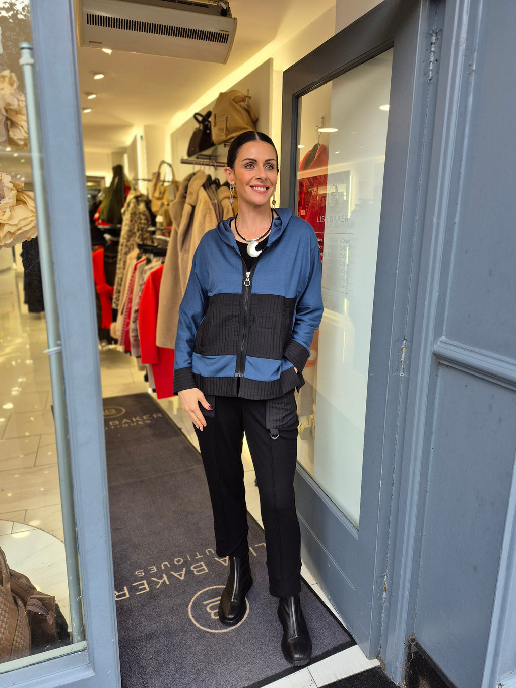 Inco ribbed patch jacket in petrol blue