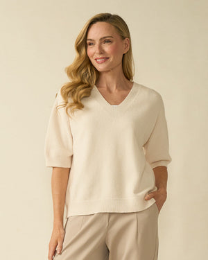 Deck puff sleeve knit in cream