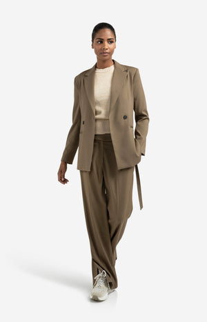 Yaya belted blazer in khaki green