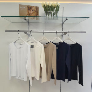 Deck Paula basic long sleeve top in white