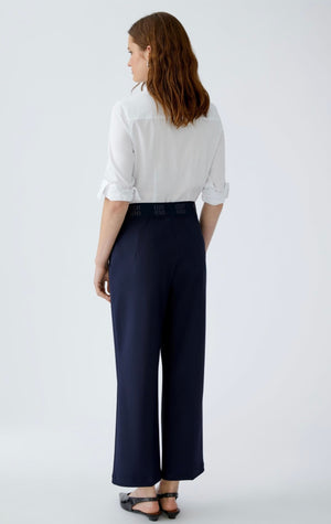oui elasticated waistband culottes in navy