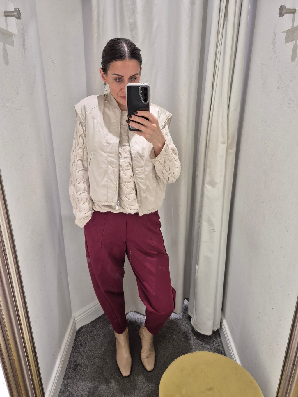 Deck barrel trousers in burgundy