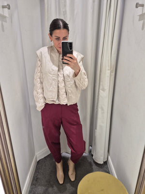 Deck barrel trousers in burgundy