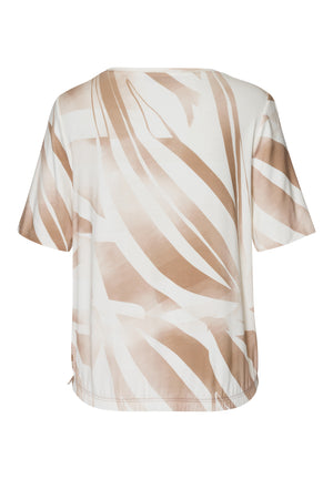 Frank walder Caffè de roma collection floral printed tshirt in tan, neutrals and yellow 
Product code 202.420
