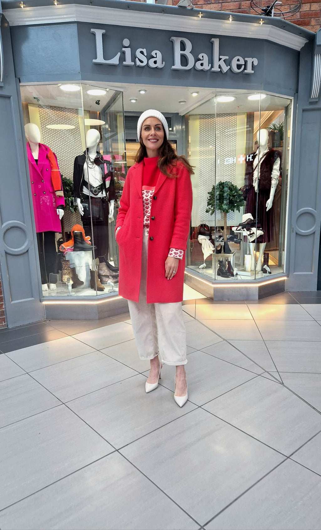 oui mayson wool coat in coral