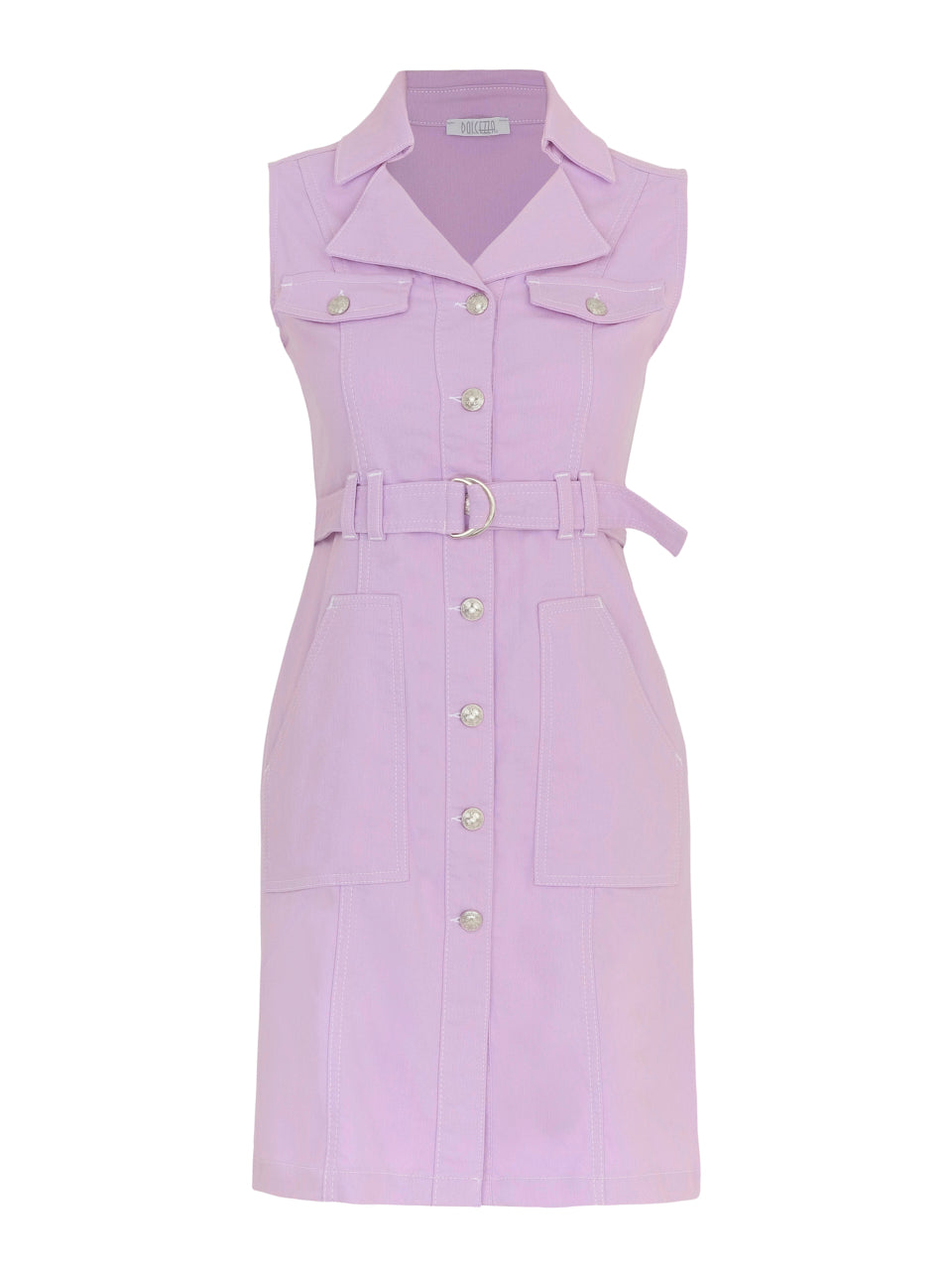 <p>Dolcezza lavender denim button up pencil dress</p>
<p>Product code 24201</p>