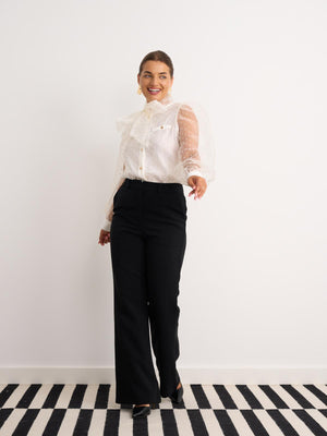 Sheer sleeve blouse in white