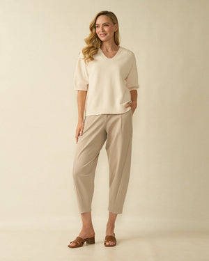Deck puff sleeve knit in cream