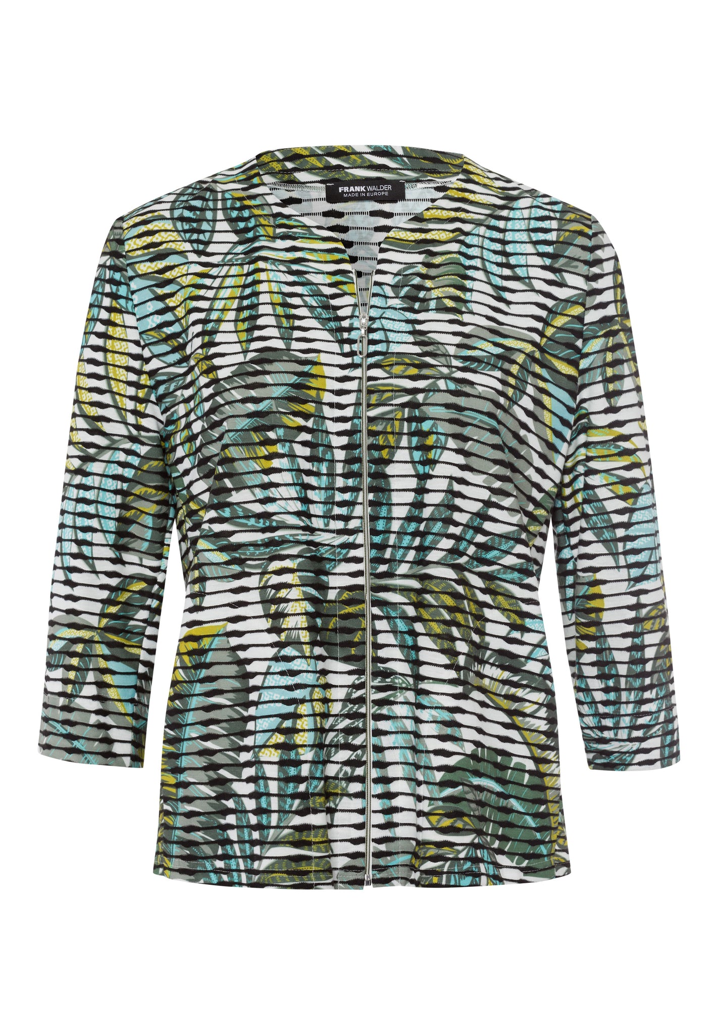 Frank Walder Caribbean Dream zip up jacket with botanical print in khaki

Product code 203.304