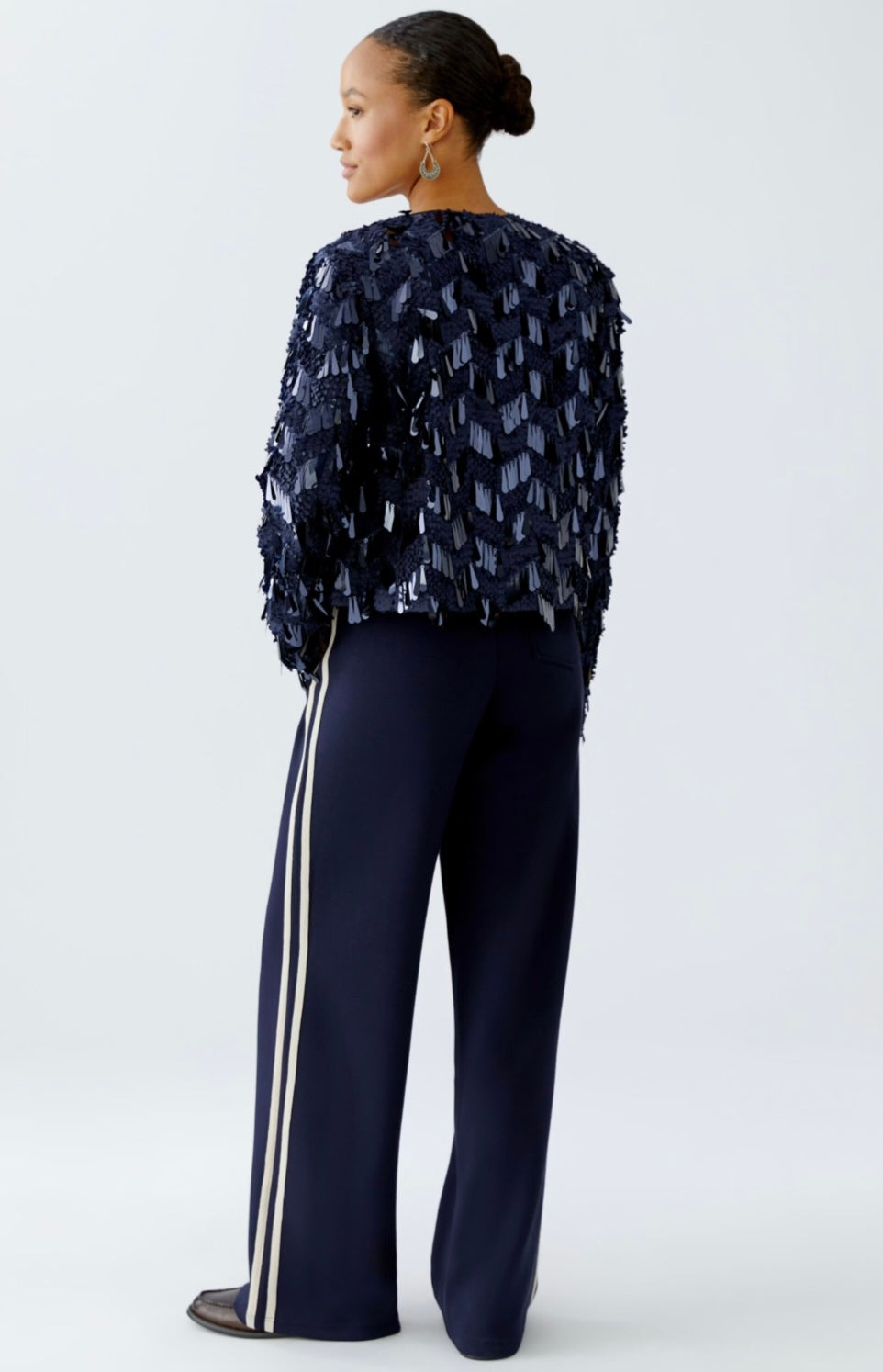 oui sequin jacket in navy