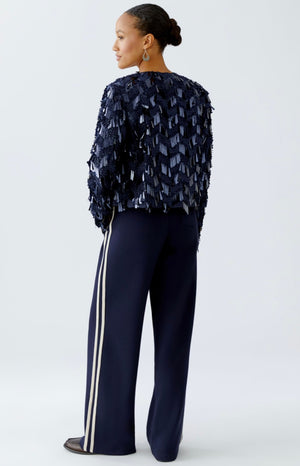 oui sequin jacket in navy