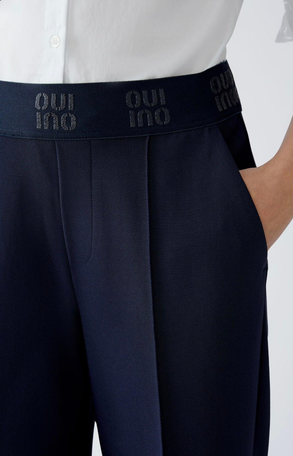 oui elasticated waistband culottes in navy