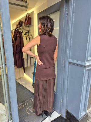 Pleat underskirt two piece in brown