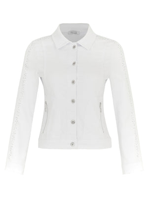 <p>Dolcezza white denim jacket with diamanté detail</p>
<p>Product code 24203</p>
