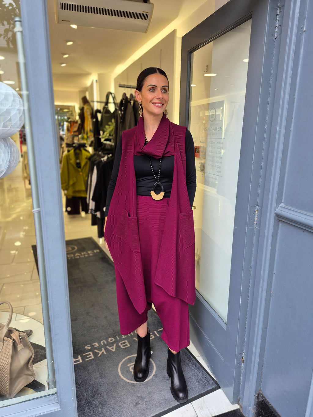 Hybrid Ribbed harem trousers in wine