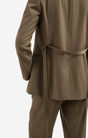 Yaya belted blazer in khaki green