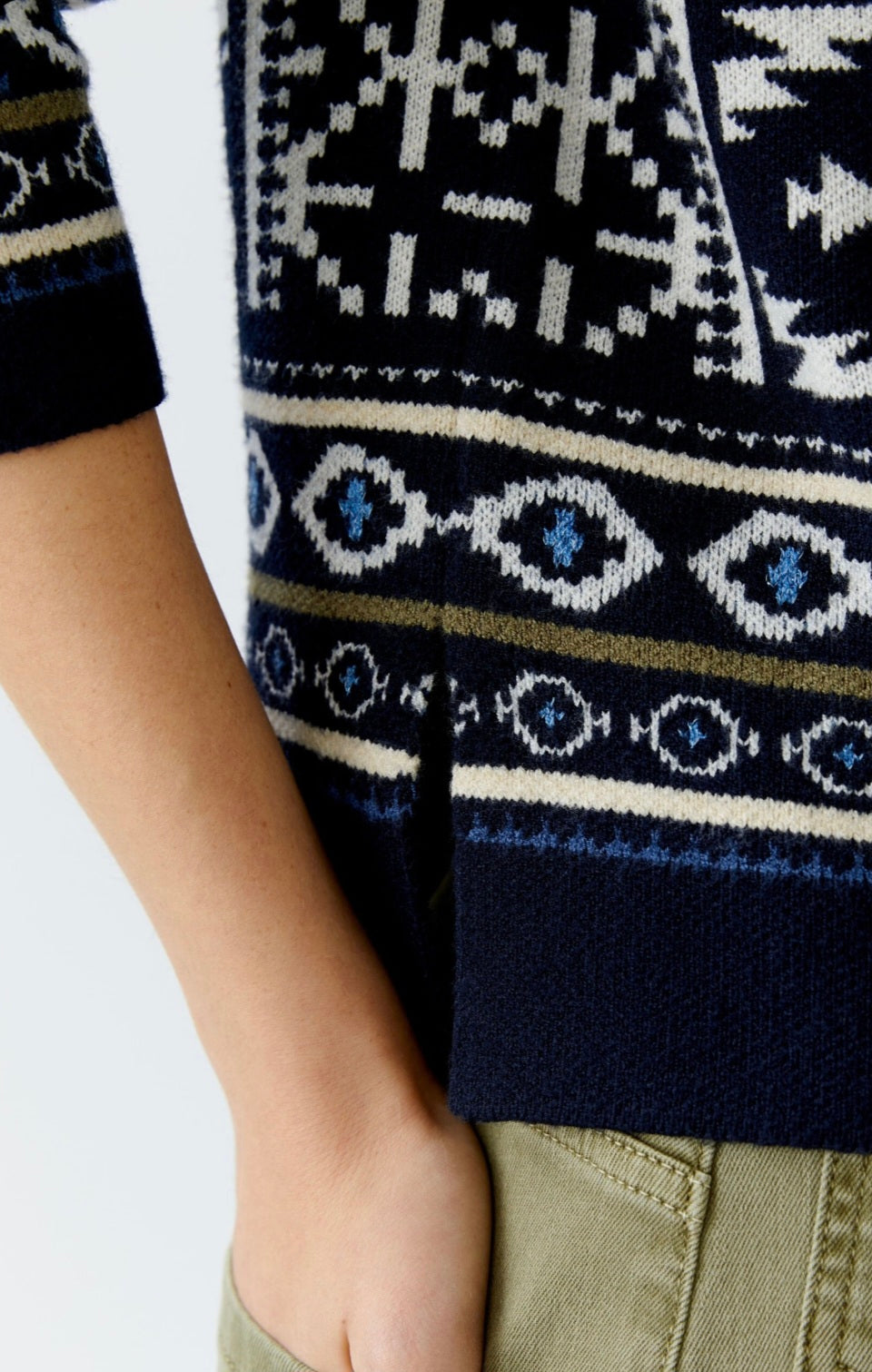 oui pattern knit jumper in navy