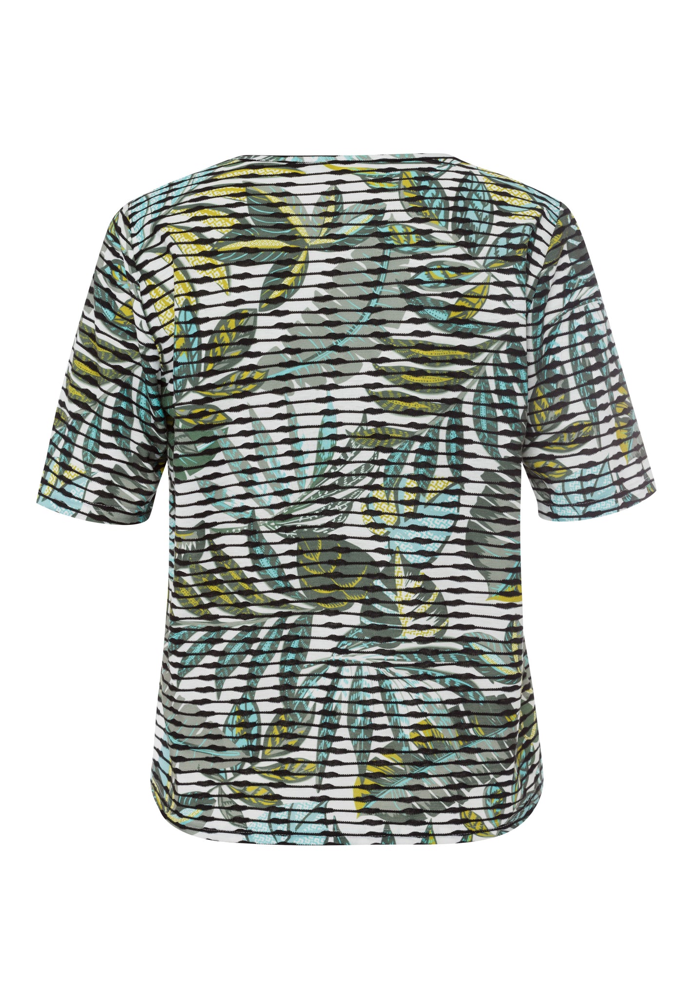 Frank Walder Caribbean Dream collection botanical print and stripe tshirt in khaki

Product code 203.406 