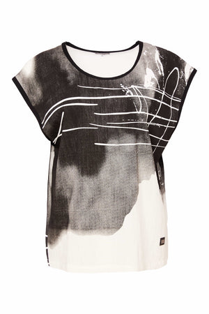 naya drizzle print sleeveless top in black & white