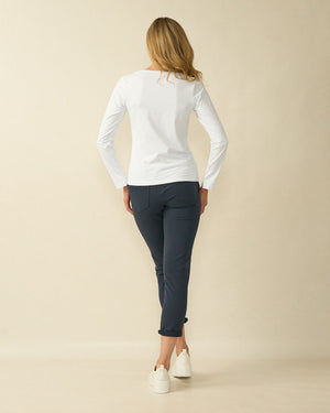 Deck Paula basic long sleeve top in white