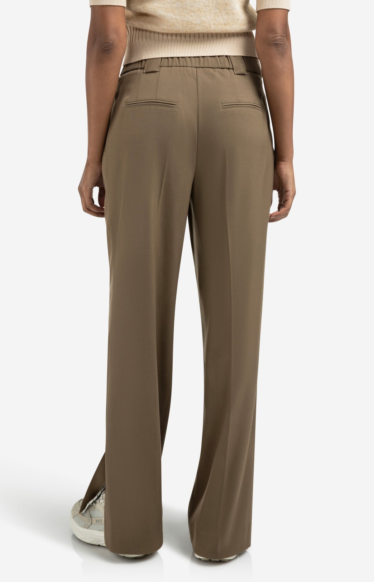 Yaya woven wide leg trousers in khaki green