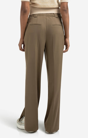 Yaya woven wide leg trousers in khaki green