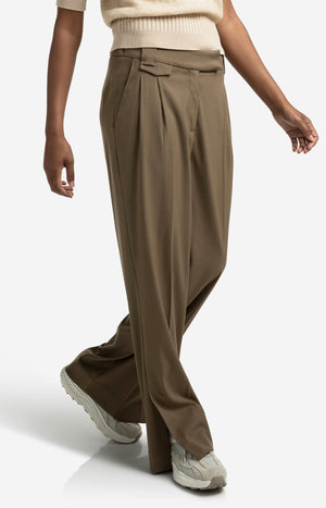 Yaya woven wide leg trousers in khaki green