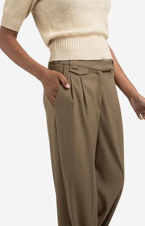 Yaya woven wide leg trousers in khaki green