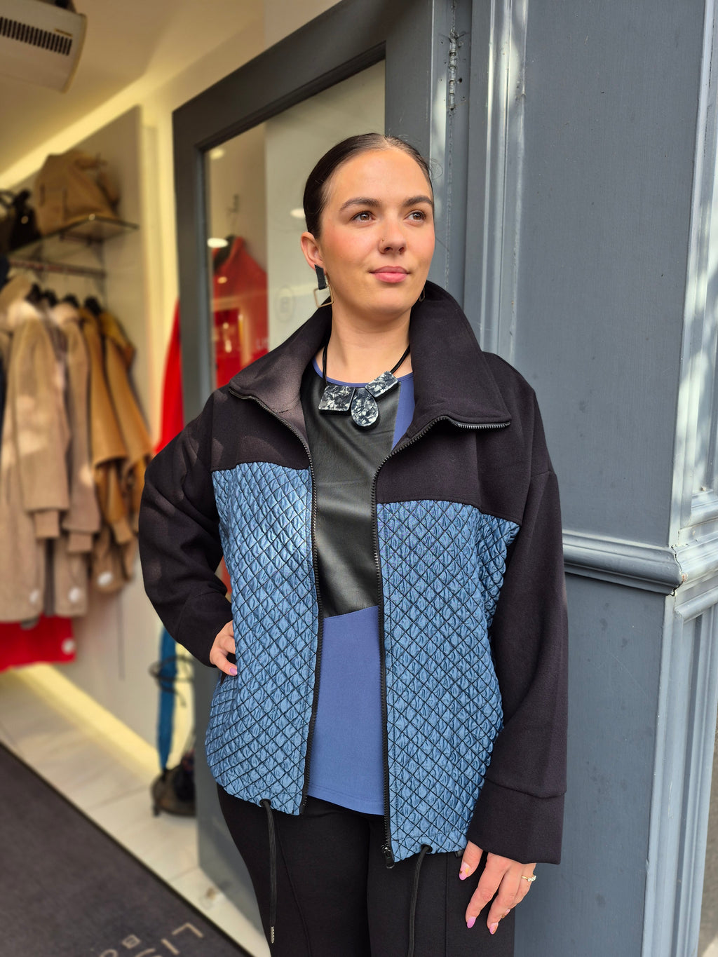 Inco quilted jacket in petrol blue