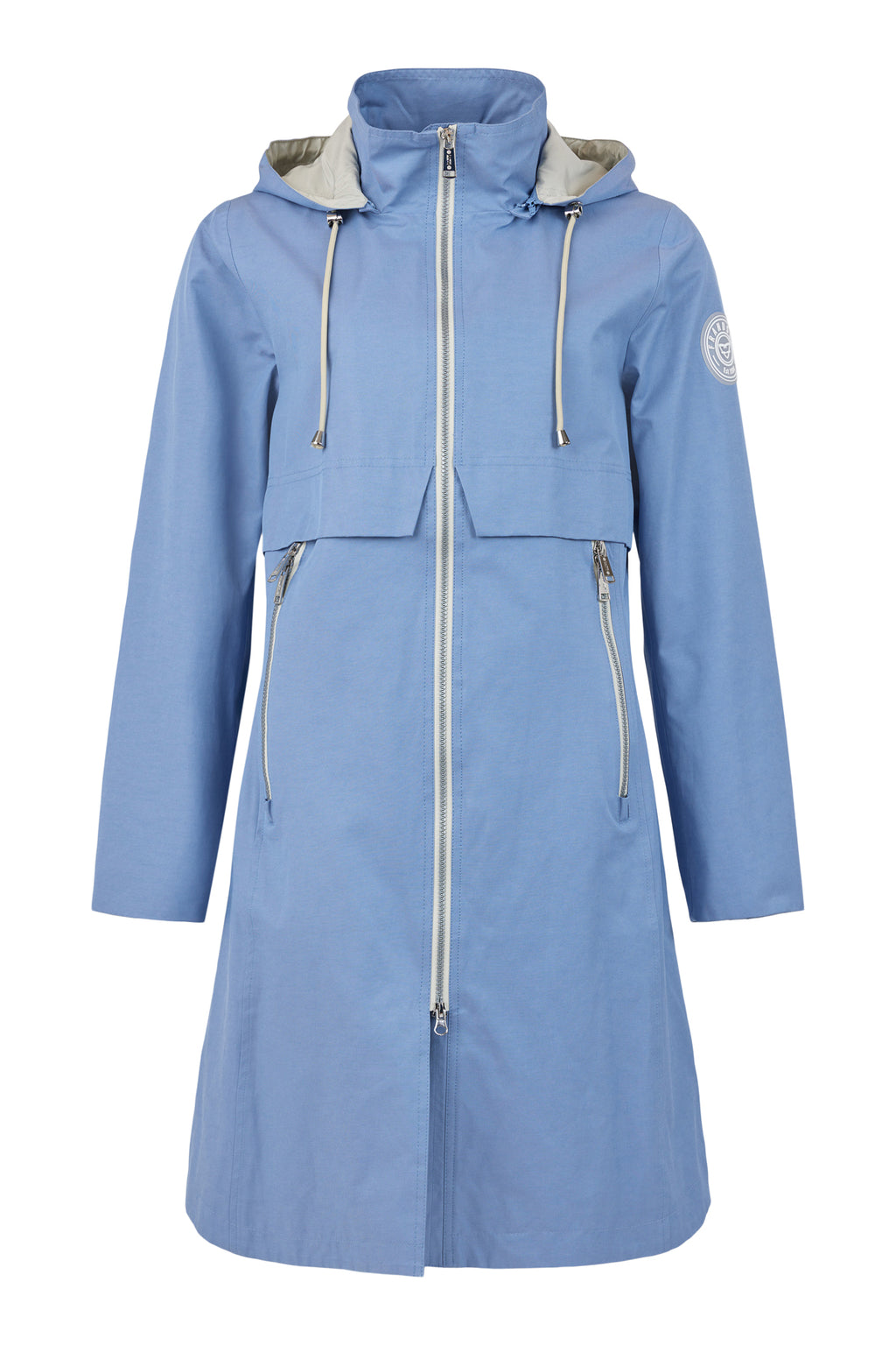 <p>Frandsen brushed cotton style raincoat in dusty blue</p>
<p>Product code 860</p>
