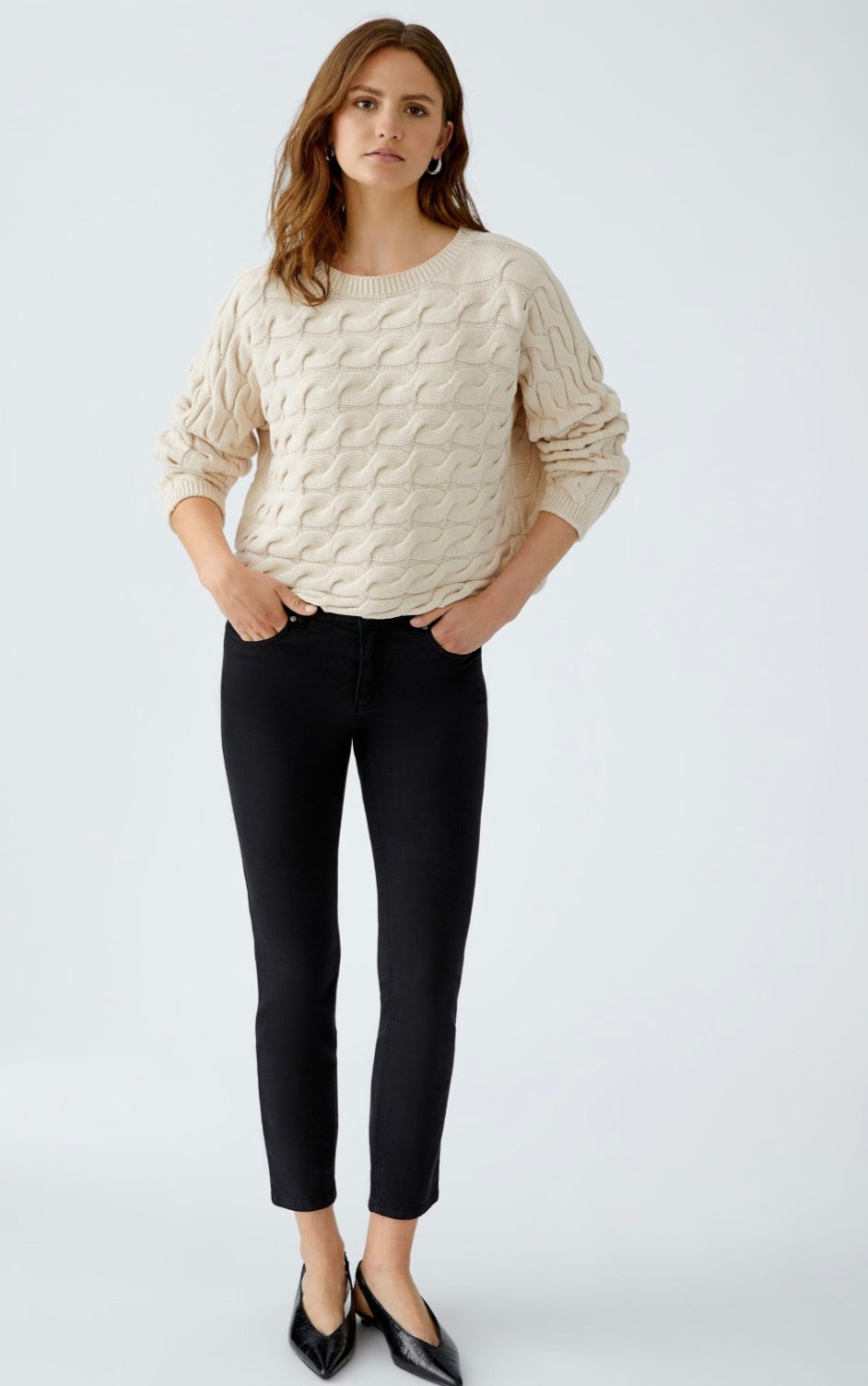 oui sirah cable knit jumper in ecru