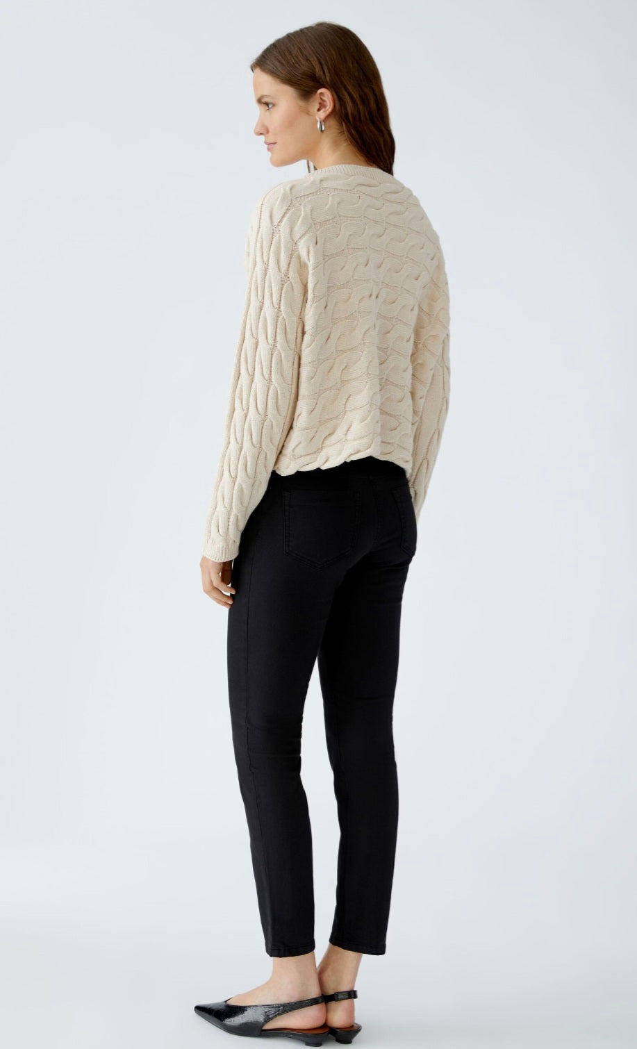 oui sirah cable knit jumper in ecru
