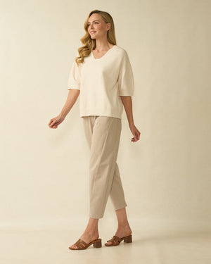 Deck puff sleeve knit in cream