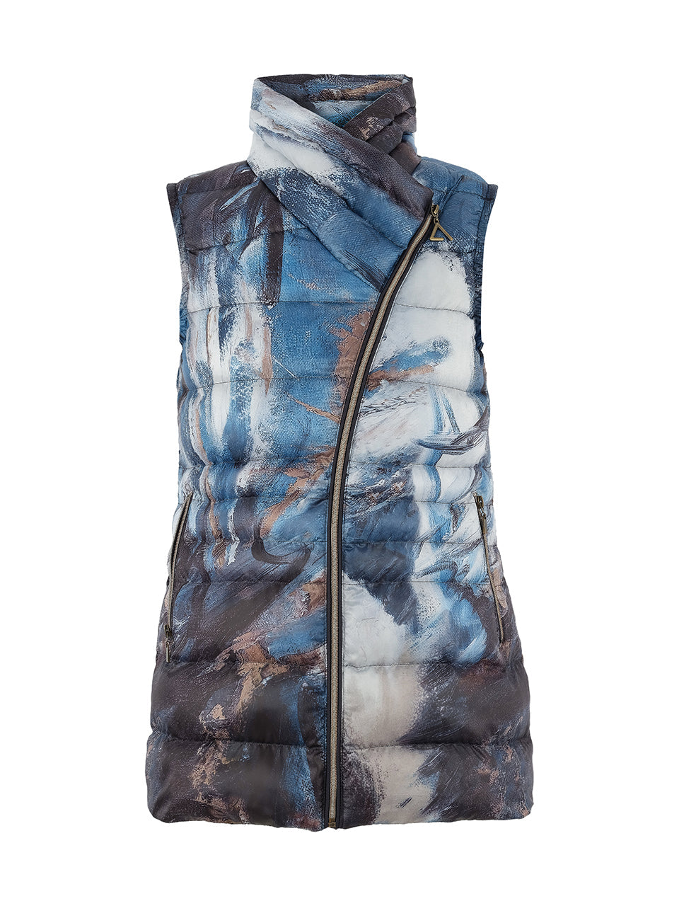 Dolcezza artist print 'the storm' printed gilet in blue